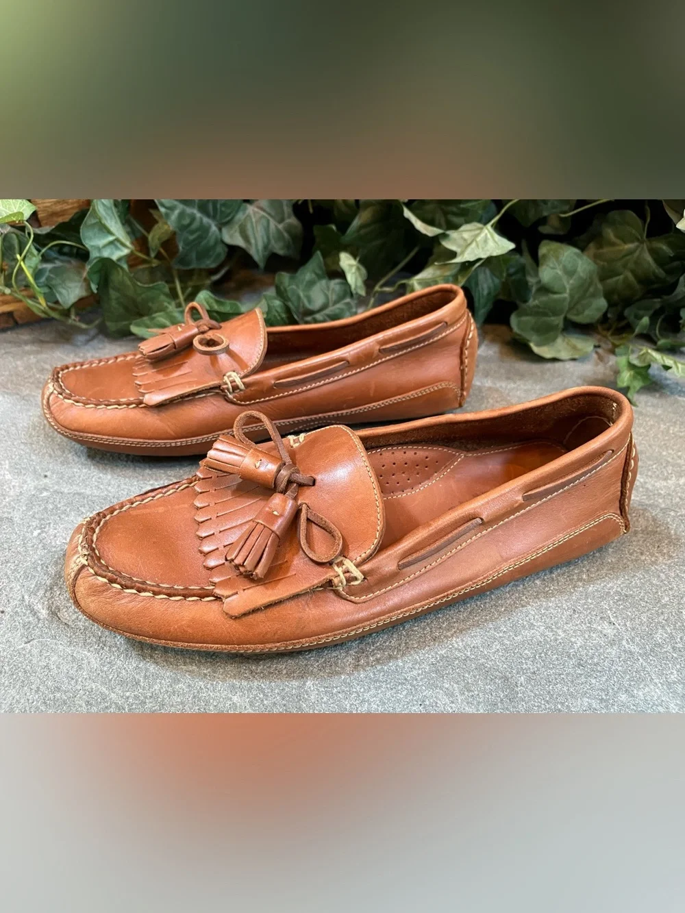 Orvis Kiltie Tassel Loafers Driving Shoes Brown Leather Brazil Men's Size 8M